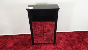 10 X BLACK WITH MIRRORED SINGLE DOOR STORAGE UNITS - BRAND NEW AND BOXED