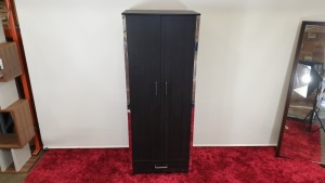 4 X BLACK 2 DOOR 1 ROBE WITH SILVER EDGE WARDROBES - BRAND NEW AND BOXED