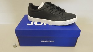 5 X BRAND NEW JACK & JONES TRENT PU ANTHRACITE 19 NOOSE TRAINERS IN BLACK AND WHITE UK SIZE 6.5