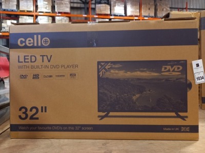BRAND NEW 32 CELLO LED TV - WITH BUILT IN DVD PLAYER