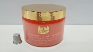 6 X BRAND NEW KEDMA SALT SCRUB / PEACH & HONEY WITH DEAD SEA MINERALS & NATURAL OILS (500G) TOTAL RRP $539.70