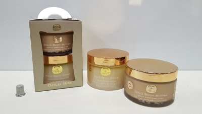 4 X BRAND NEW KEDMA GOLD SPA SET CONTAINING; 1 X KEDMA 24K GOLD BODY BUTTER WITH DEAD SEA MINERALS AND SHEA BUTTER (200G) 1 X KEDEM 24K GOLD BODY SCRUB WITH DEAD SEA MINERALS AND NATURAL OILS (500G)