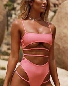 10 X BRAND NEW HUGZ MALIBU CUT OUT SWIMSUIT IN PINK - SIZES L X 6, M X 4 - IN INDIVIDUAL BAGS WITH TAGS - BARCODES 4446665558999/98 - ORIG RRP £50 @ TOTAL £500