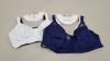 45 PIECE LINGERIE LOT CONTAINING NO WIRED BRAS IN WHITE, NAVY AND BLACK