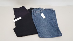 10 PIECETOPSHOP JEAN LOT CONTAINING 7 X BLUE DENIM MOM JEANS UK SIZE 8 RRP £40.00 AND 3 X HOLDING POWER MATERNITY PANTS UK SIZE 14 RRP £47.00