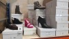 21 PIECE MIXED TOPSHOP SHOE LOT CONTAINING POLGON KHAKI SUEDE STYLED BOOTS, HARLOW B LACK HEELED SHOES, PINK LUXURY HEELED SHOES AND CROCODILE SKIN STYLED LOAFERS ETC