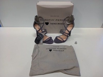 24 X BRAND NEW DOROTHY PERKINS SILVER HEELED SANDALS UK SIZE 3 RRP £55.00