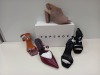 30 X BRAND NEW TOPSHOP SHOE LOT CONTAINING SASKIA BLACK HIGH HEELS, DOROTHY PERKINS HEELED SANDALS, GARLAND HEELED SHOES, NINJA BLACK HEELES SHOES ETC