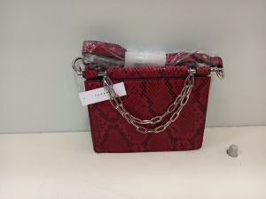 24 X BRAND NEW TOPSHOP SNAKE SKIN EFFECT RED BAGS RRP £25.00