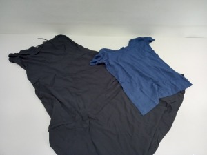 24 PIECE MIXED WAREHOUSE CLOTHING LOT CONTAINING NAVY V NECK T SHIRTS AND BLACK DRESSES IN VARIOUS SIZES