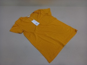 25 X BRAND NEW WAREHOUSE CLOTHING BURNT YELLOW LINEN V NECK T SHIRTS IN VARIOUS SIZES RRP £16.00