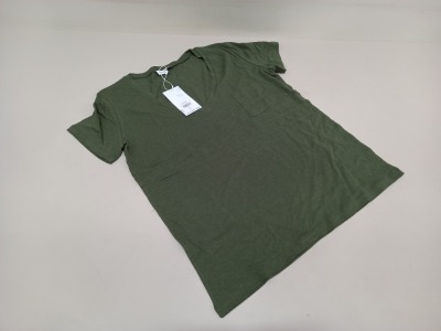 25 X BRAND NEW WAREHOUSE CLOTHING KHAKI LINEN V NECK T SHIRTS IN VARIOUS SIZES