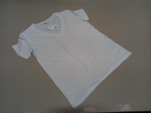50 X BRAND NEW WAREHOUSE CLOTHING WHITE LINEN V NECK T SHIRTS SIZE 12 RRP £16.00