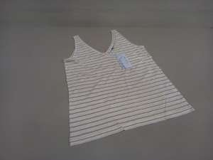 33 X BRAND NEW WAREHOUSE CLOTHING LINEN STRIPED VEST IN VARIOUS SIZES