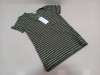 44 X BRAND NEW WAREHOUSE CLOTHING GREEN STRIPED LINEN STRIPED T SHIRTS SIZE 10 AND 16
