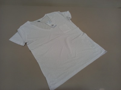 50 X BRAND NEW WAREHOUSE CLOTHING WHITE LINEN V NECK T SHIRT UK SIZE 12
