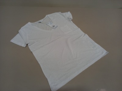 50 X BRAND NEW WAREHOUSE CLOTHING WHITE LINEN V NECK T SHIRT UK SIZE 12 AND 18
