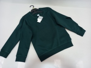 90 X BRAND NEW F&F COTTON RICH GREEN SWEATSHIRTS AGE 9-10 YEARS IN 3 BOXES