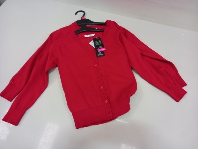 90 X BRAND NEW F&F COTTON RICH RED CARDIGAN AGE 6-7 YEARS IN 3 BOXES