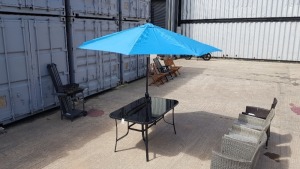 2 X BRAND NEW BOXED NAVY PARASOL WITH ADJUSTABLE TILT. - IN 1 BOX AND SAMPLE (OUTSIDE).