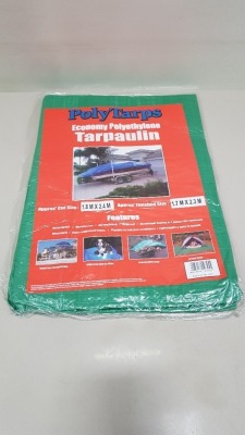 50 X BRAND NEW POLY TARPE ECONOMY POLYETHYLENE TARPAULIN (APPROX CUT SIZE 1.8M X 2.4M) (GREEN) - 10 PK OF 5