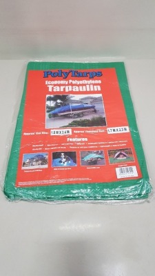 50 X BRAND NEW POLY TARPE ECONOMY POLYETHYLENE TARPAULIN (APPROX CUT SIZE 1.8M X 2.4M) (GREEN) - 10 PK OF 5