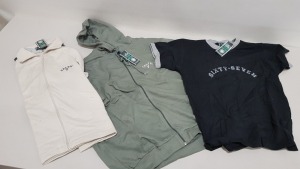 87 PIECE CELTIC COLLECTION OFFICIAL MERCHANDISE CLOTHING LOT CONTAINING STONE COLOURED JACKETS, SAGE HOODIES AND BLACK T SHIRTS
