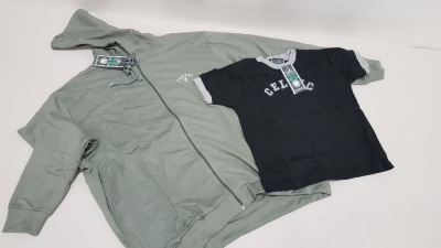 90 X BRAND NEW CELTIC COLLECTION OFFICIAL MERCHANDISE CLOTHING LOT CONTAINING SAGE HOODIES AND BLACK T SHIRTS IN VARIOUS SIZES