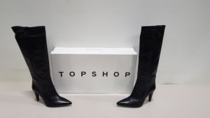 4 X BRAND NEW TOPSHOP TAYLOR BLACK HEELED KNEE HIGH BOOTS UK SIZE 7 RRP £120.00