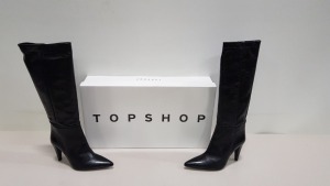 4 X BRAND NEW TOPSHOP TAYLOR BLACK HEELED KNEE HIGH BOOTS UK SIZE 7 RRP £120.00