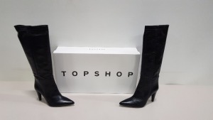 4 X BRAND NEW TOPSHOP TAYLOR BLACK HEELED KNEE HIGH BOOTS UK SIZE 7 RRP £120.00