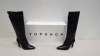 4 X BRAND NEW TOPSHOP TAYLOR BLACK HEELED KNEE HIGH BOOTS UK SIZE 6 RRP £120.00