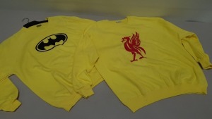 50 PIECE CLOTHING LOT CONTAINING YELLOW BATMAN JUMPERS AND YELLOW LIVERPOOL JUMPERS