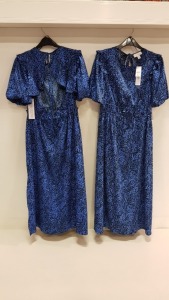 30 X BRAND NEW TOPSHOP BLUE LONG FLORAL DRESSES UK SIZE 12, 10 AND 8