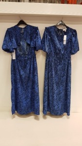 30 X BRAND NEW TOPSHOP BLUE LONG FLORAL DRESSES UK SIZE 12, 10 AND 8