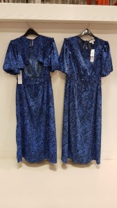 30 X BRAND NEW TOPSHOP BLUE LONG FLORAL DRESSES UK SIZE 12, 10 AND 8