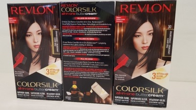 96 X BRAND NEW REVLON COLORSILK ALL IN ONE BUTTERCREAM BROWN-BLACK HAIR COLOUR (REVLON SHADE CODE 30) IN 8 BOXES