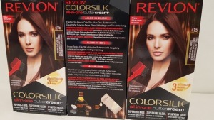 96 X BRAND NEW REVLON COLORSILK ALL IN ONE BUTTERCREAM SOFT MAHOGANY BROWN HAIR COLOUR (REVLON SHADE CODE 415) IN 8 BOXES