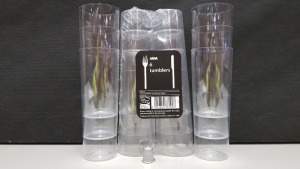 640 X BRAND NEW PACKS OF 6 HIGH BALL SLIM JIM CLEAR PLASTIC TUMBLERS IN 160 DISPLAY BOXES - ON 1 FULL PALLET - SO YOU GET 3840 INDIVIDUAL TUMBLERS IN THE LOT