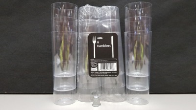 640 X BRAND NEW PACKS OF 6 HIGH BALL SLIM JIM CLEAR PLASTIC TUMBLERS IN 160 DISPLAY BOXES - ON 1 FULL PALLET - SO YOU GET 3840 INDIVIDUAL TUMBLERS IN THE LOT