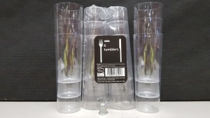 640 X BRAND NEW PACKS OF 6 HIGH BALL SLIM JIM CLEAR PLASTIC TUMBLERS IN 160 DISPLAY BOXES - ON 1 FULL PALLET - SO YOU GET 3840 INDIVIDUAL TUMBLERS IN THE LOT