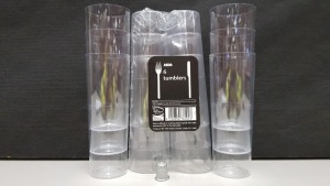 640 X BRAND NEW PACKS OF 6 HIGH BALL SLIM JIM CLEAR PLASTIC TUMBLERS IN 160 DISPLAY BOXES - ON 1 FULL PALLET - SO YOU GET 3840 INDIVIDUAL TUMBLERS IN THE LOT