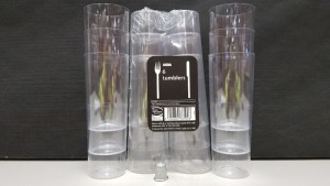 640 X BRAND NEW PACKS OF 6 HIGH BALL SLIM JIM CLEAR PLASTIC TUMBLERS IN 160 DISPLAY BOXES - ON 1 FULL PALLET - SO YOU GET 3840 INDIVIDUAL TUMBLERS IN THE LOT