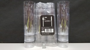 640 X BRAND NEW PACKS OF 6 HIGH BALL SLIM JIM CLEAR PLASTIC TUMBLERS IN 160 DISPLAY BOXES - ON 1 FULL PALLET - SO YOU GET 3840 INDIVIDUAL TUMBLERS IN THE LOT