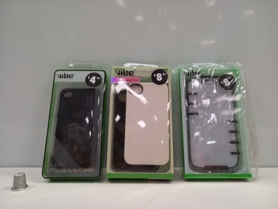 400 X BRAND NEW VIBE IPHONE 4/ 4S/ 5/ SAMSUNG S4 CASES IN VARIOUS STYLES AND COLOURS IN 10 BOXES