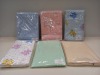 150 X BRAND NEW LORD OF LINENS FLANNEL COT SHEETS IN ASSORTED COLOURS 100 X 150CM IN 2 BOXES