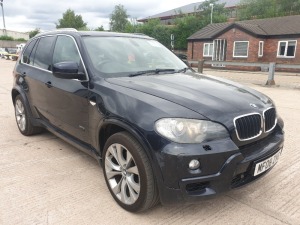 BLACK BMW X5 3.0D M SPORT 7S AUTO. ( DIESEL ) Reg : MF08 ZVG, Mileage : 187675 Details: WITH 1 KEY MOT UNTIL 12/01/2022 WITH V5/2 & V5/3 ONLY CLIMATE CONTROL CRUISE CONTROL LEATHER SEATS HEATED FRONT SEATS ELECTRIC SEATS NO NAV CD SEVEN SEATS CRACKED WIN