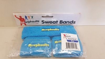 155 X BRAND NEW MORPHSUITS SWEAT BANDS PACKS (HEAD AND WRISTS) IN BLUE