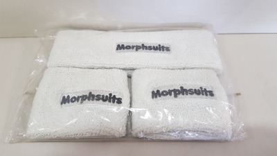 151 X BRAND NEW MORPHSUITS SWEAT BANDS PACKS (HEAD AND WRISTS) IN GREY