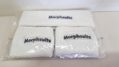 142 X BRAND NEW MORPHSUITS SWEAT BANDS PACKS (HEAD AND WRISTS) IN GREY